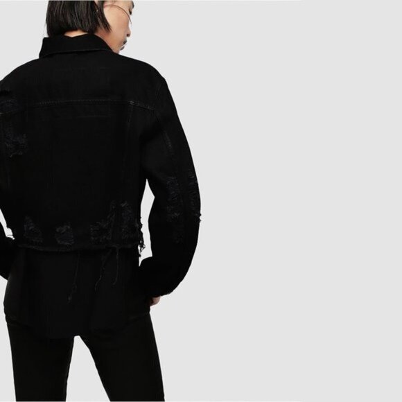 NWT Diesel black denim distressed cropped jacket - Picture 4 of 7